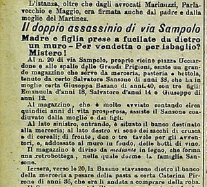 Giornale di sicilia  29 dicembre 1896, nel giorno del suo omicidio